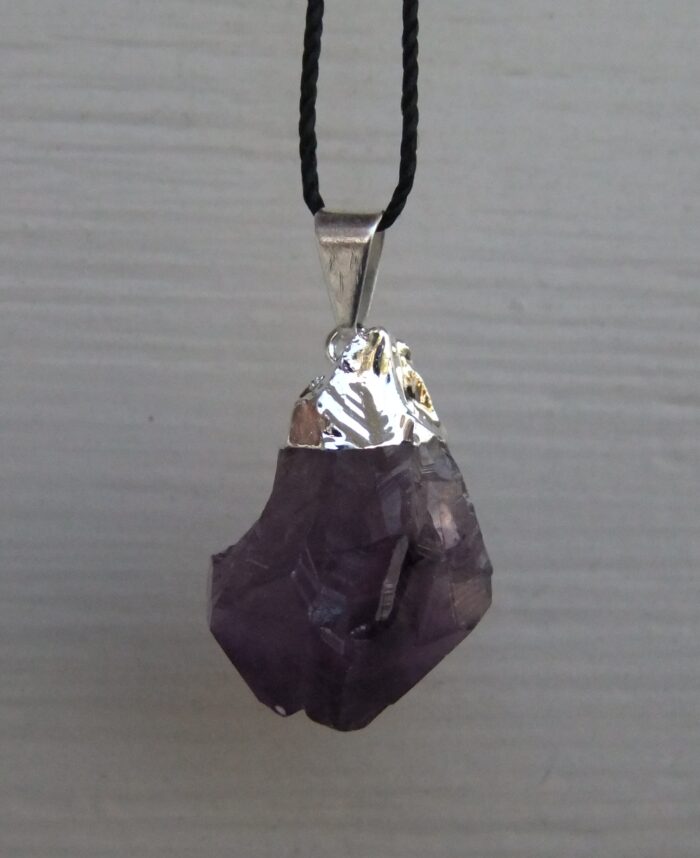 Natural Amethyst Silver Dipped Pendant