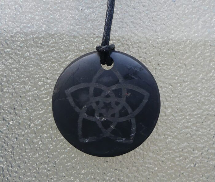 Shungite Flower Pendant on Cord
