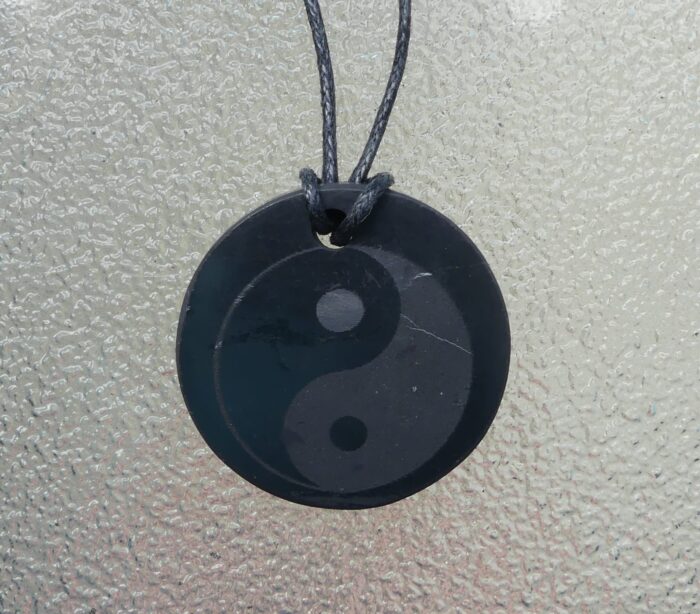 Shungite Yin Yang Pendant on Cord