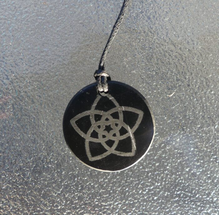 Shungite Flower Pendant on Cord - Image 2