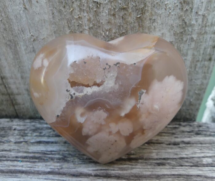 Chunky Flower Agate Heart
