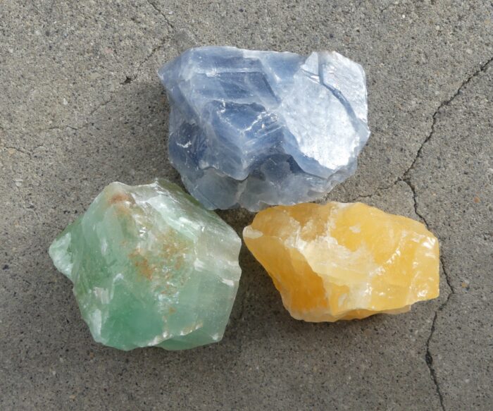 Chunky Blue/Green/Orange Calcite Set x3