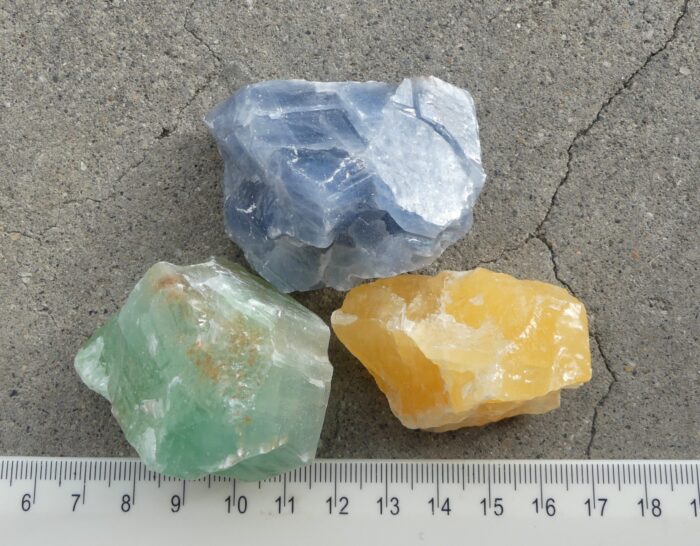 Chunky Blue/Green/Orange Calcite Set x3 - Image 2