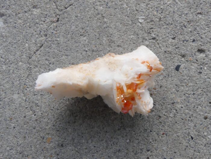 Small Vanadinite on Barite Specimen