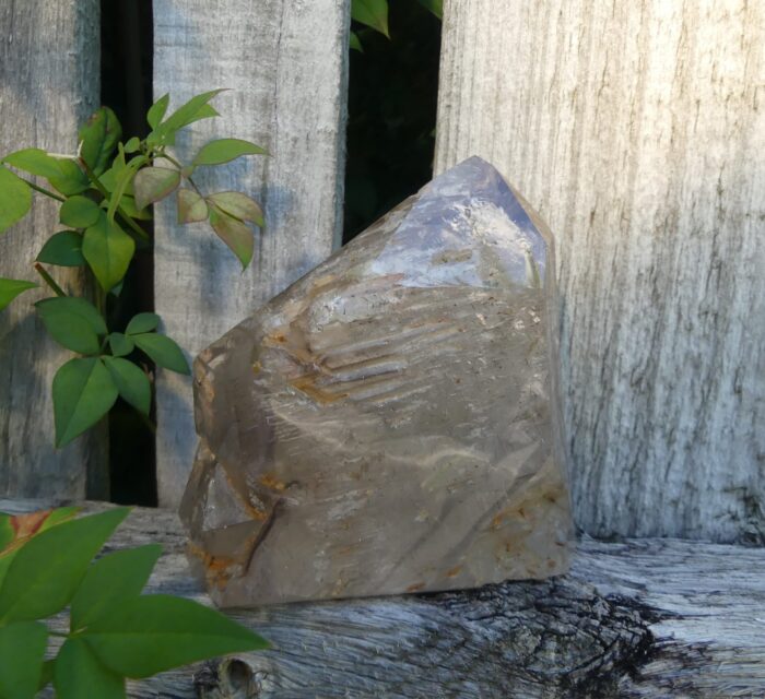 Rutilated Smokey Elestial Polished Point