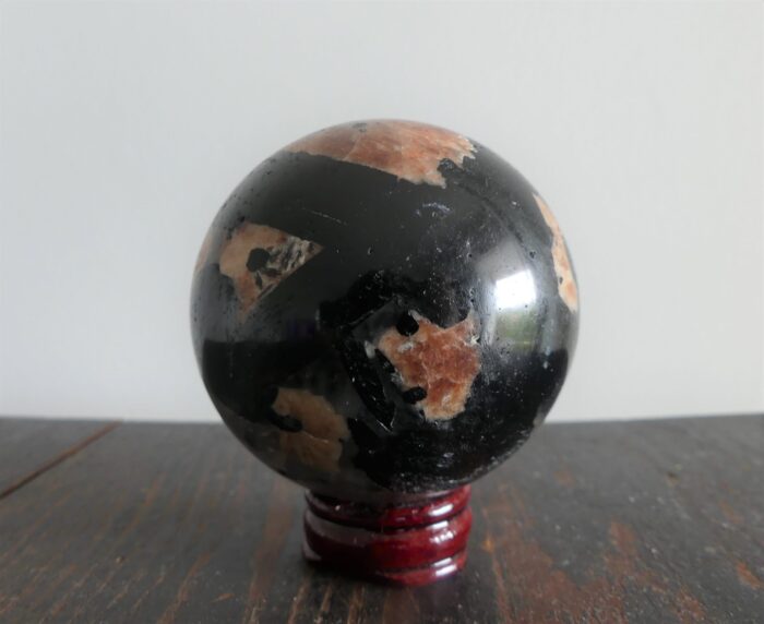 Peach Moonstone/Smokey Quartz/Tourmaline Sphere 6.4cm - Image 9