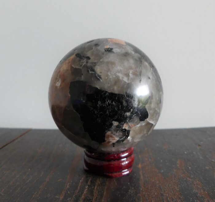 Peach Moonstone/Smokey Quartz/Tourmaline Sphere 6.4cm - Image 8