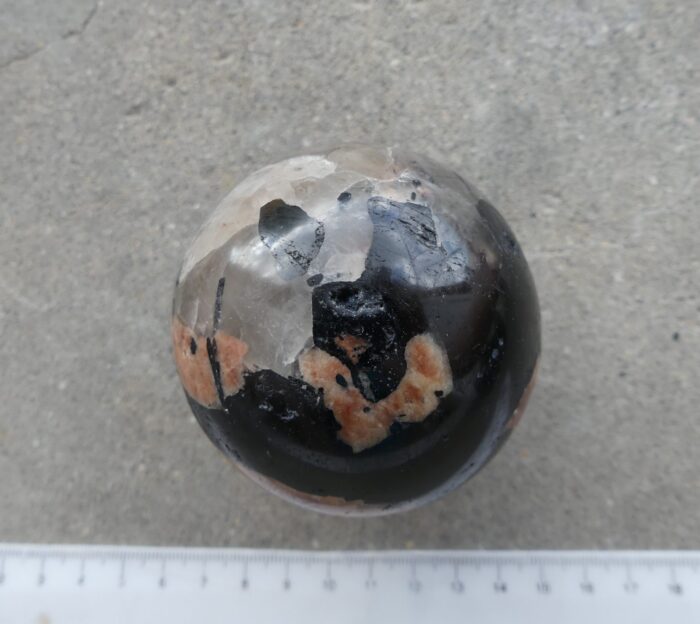 Peach Moonstone/Smokey Quartz/Tourmaline Sphere 6.4cm