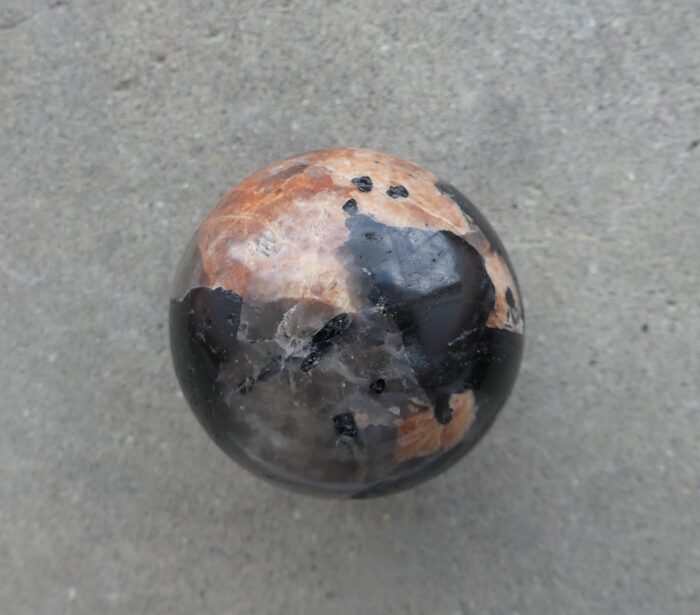 Peach Moonstone/Smokey Quartz/Tourmaline Sphere 6.4cm - Image 4
