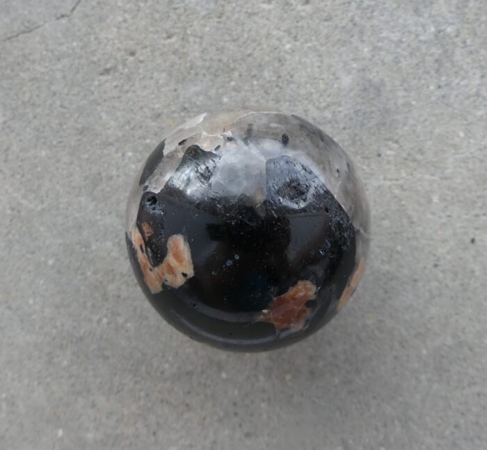 Peach Moonstone/Smokey Quartz/Tourmaline Sphere 6.4cm - Image 3