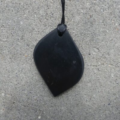 Shungite Petal Pendant on Cord