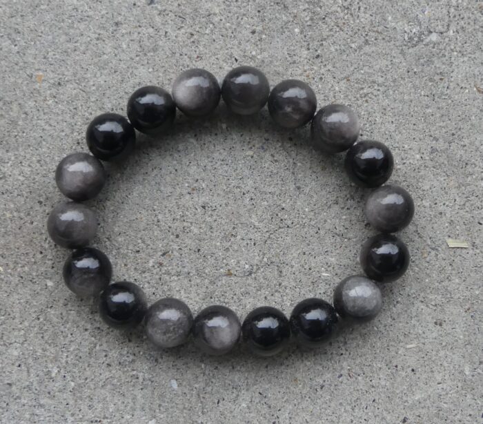 Silver Sheen Obsidian Bracelet 10mm - Image 2