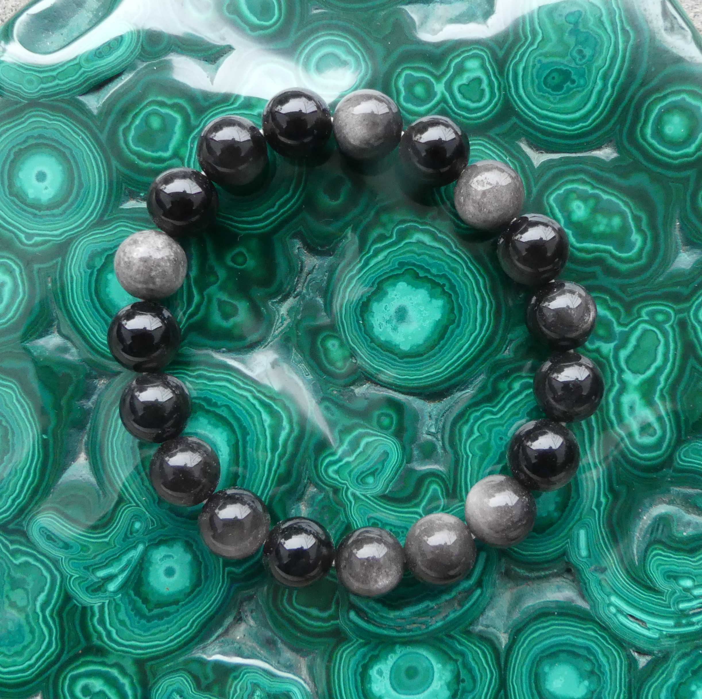 Black Obsidian / Amethyst / Citrine / Green Onyx Beaded Bracelet  (BDD-11-143) | Rananjay Exports