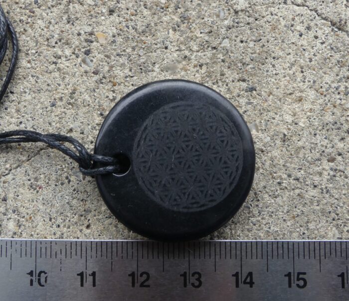 Shungite Flower Of Life Pendant on Cord - Image 2